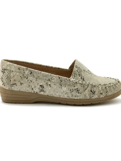 Mocassins cuir imprimé grande largeur