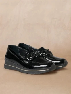 Mocassins cuir large chaînette fantaisie