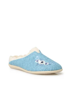 Mules broderies fleurs semelle amovible