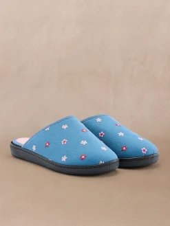 Mules brodées intérieur éponge
