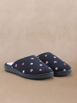 Mules brodées intérieur éponge