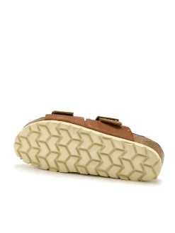 Mules cuir velours à boucles