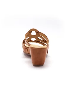 Mules en cuir à talon compensé