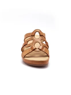 Mules en cuir à talon compensé