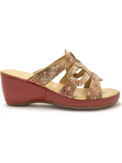 Mules en cuir à talon compensé