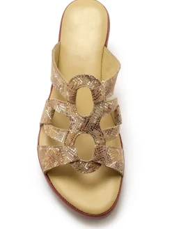 Mules en cuir à talon compensé