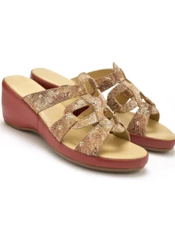 Mules en cuir à talon compensé