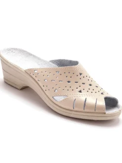 Mules en cuir ajouré