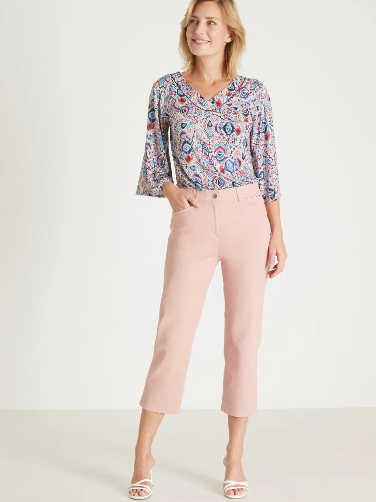 Pantalon corsaire en toile extensible