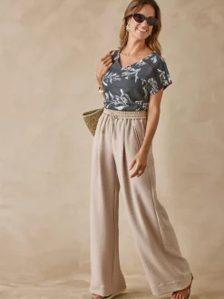 Pantalon large aspect froissé