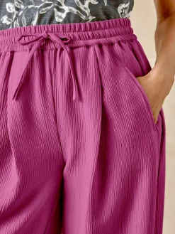 Pantalon large aspect froissé