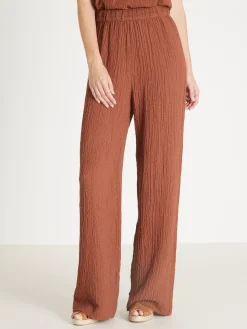 Pantalon large en seersucker