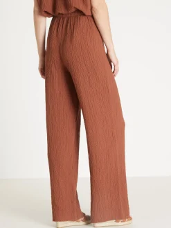Pantalon large en seersucker