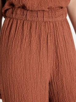 Pantalon large en seersucker