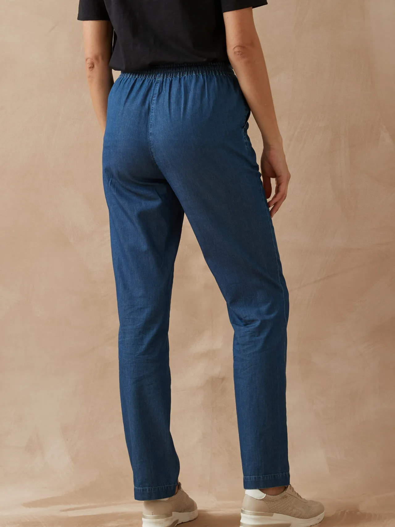 Pantalon élastiqué en chambray