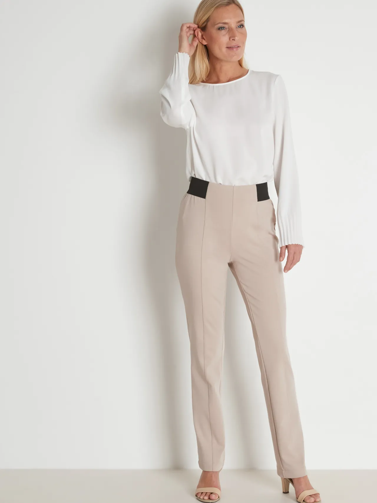 Pantalon élastiqué en maille milano