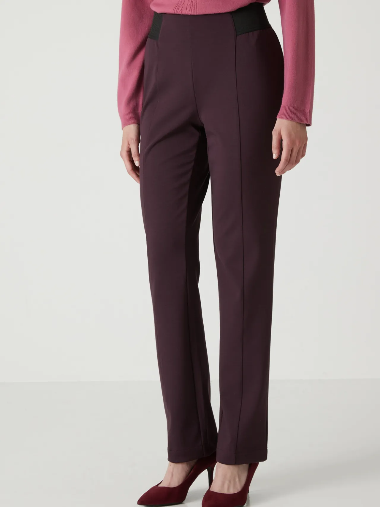 Pantalon élastiqué en maille milano