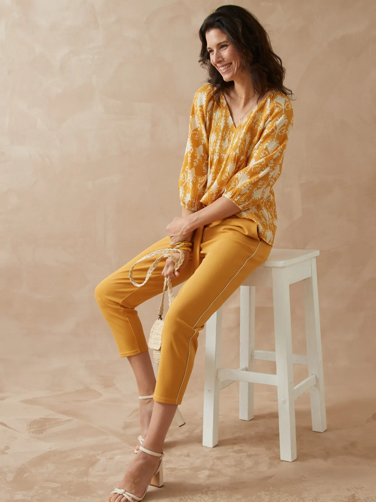 Pantalon raccourci élastiqué