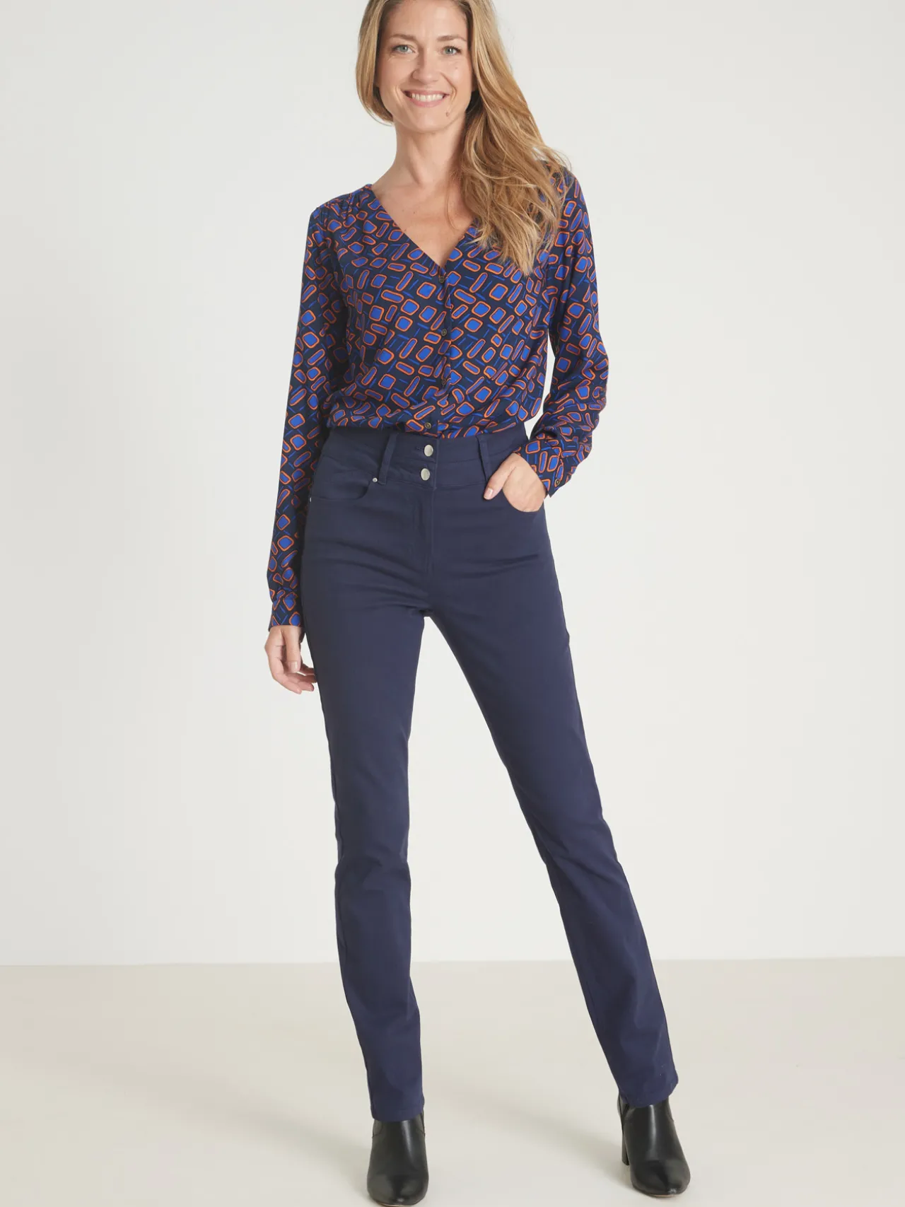 Pantalon taille haute coupe droite