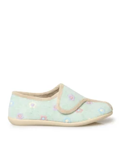 Pantoufles à scratch broderies fleurs