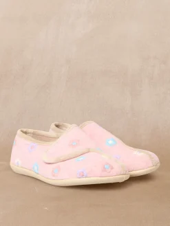 Pantoufles à scratch broderies fleurs