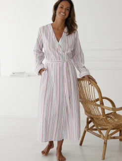 Peignoir forme kimono en seersucker