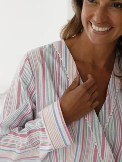 Peignoir forme kimono en seersucker