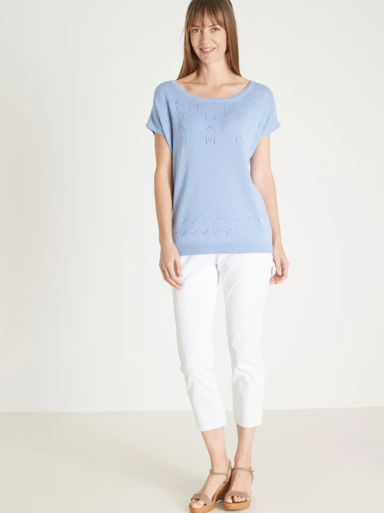 Pull ajouré manches T