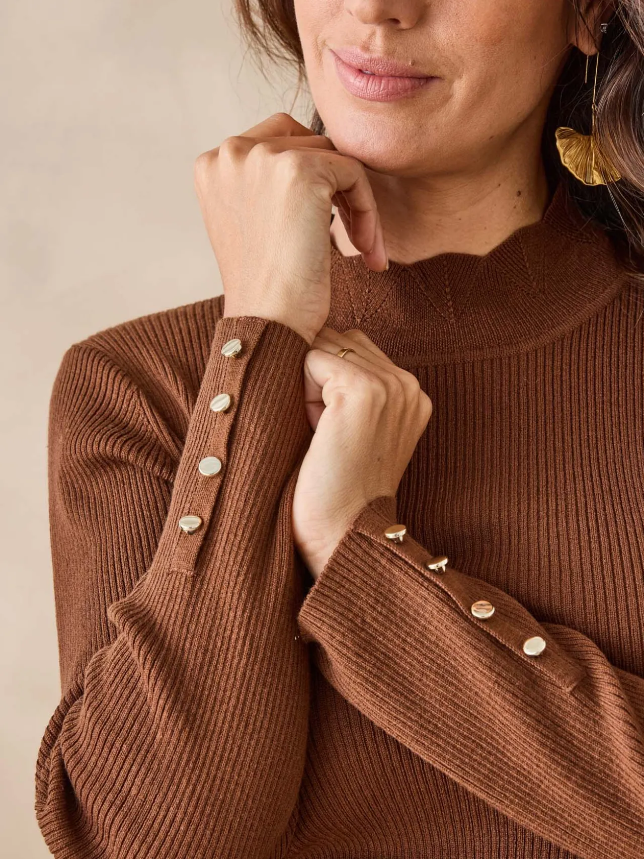 Pull col montant avec laine