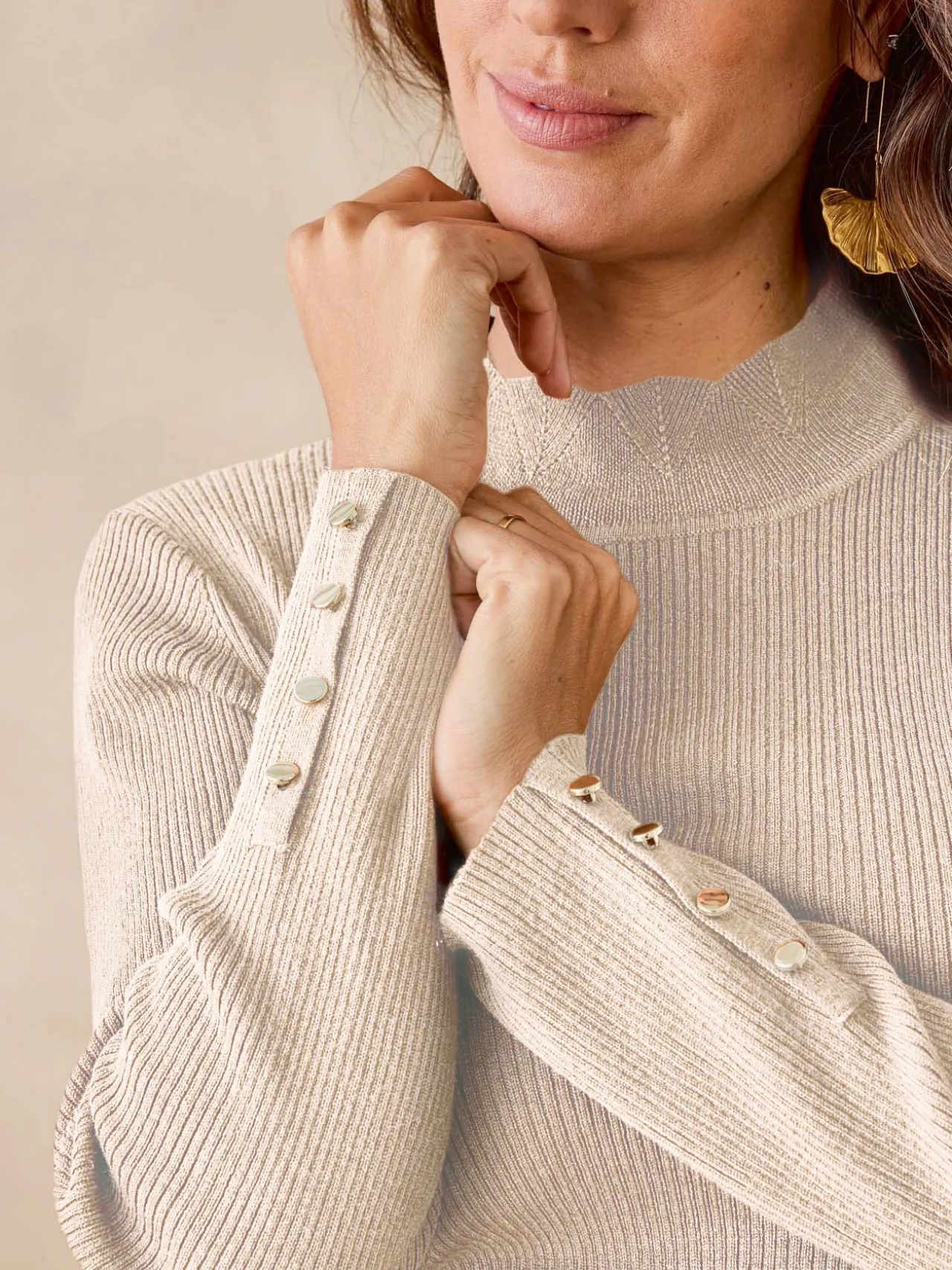 Pull col montant avec laine