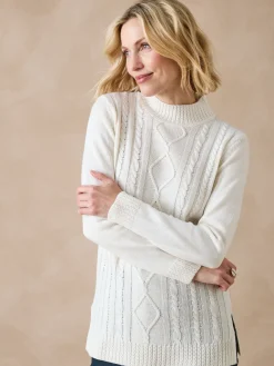 Pull col montant maille torsadée