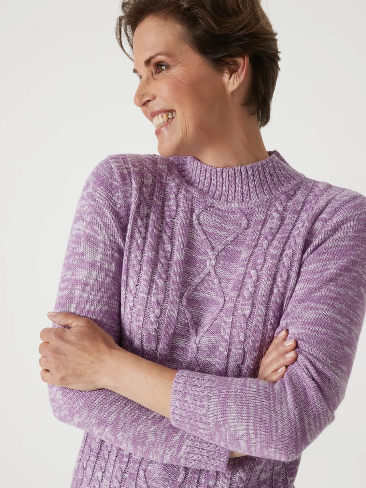 Pull col montant maille torsadée