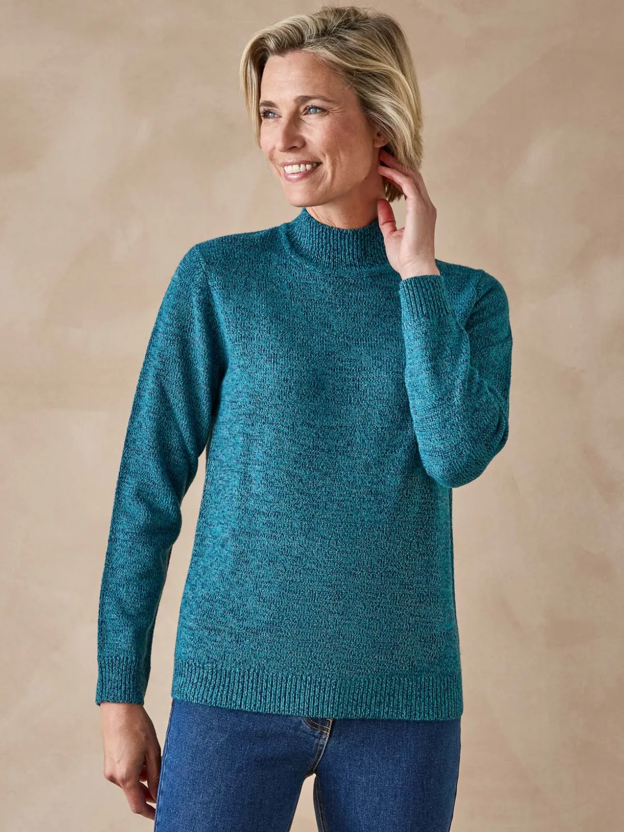 Pull col montant manches longues