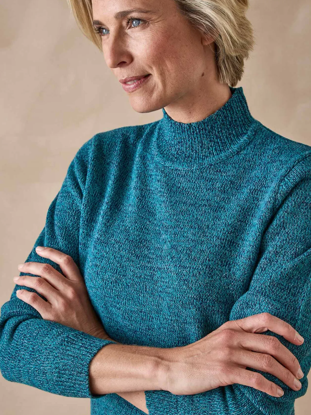 Pull col montant manches longues