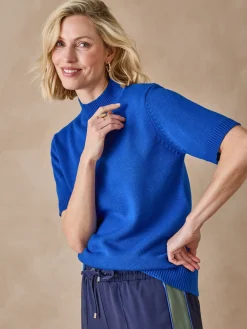 Pull col montant manches courtes