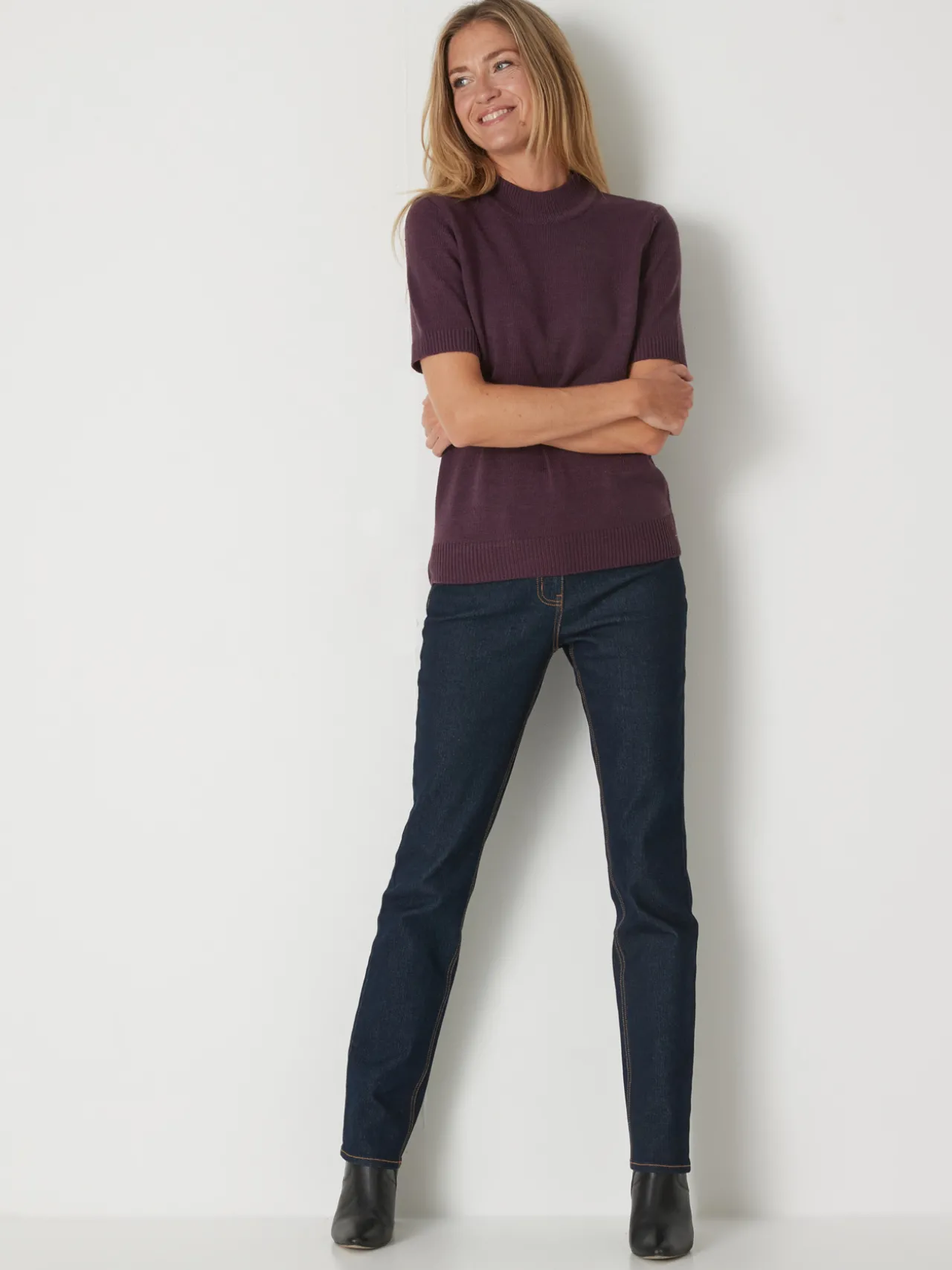 Pull col montant manches courtes