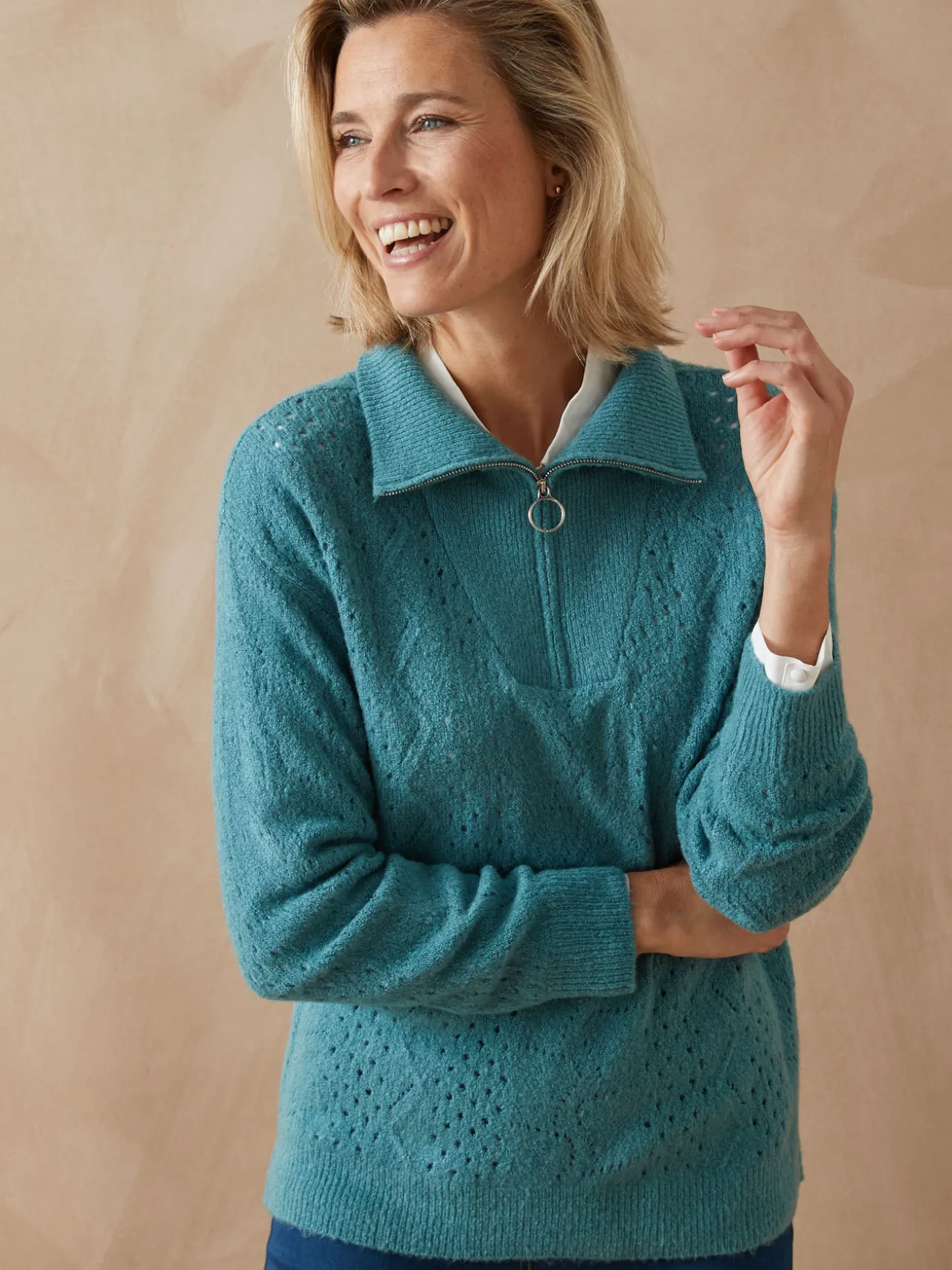 Pull col montant zippé