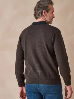 Pull col polo zippé avec laine