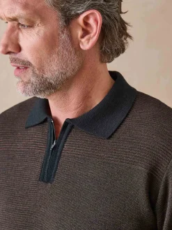 Pull col polo zippé avec laine