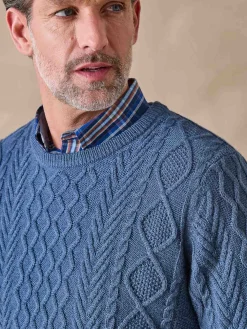 Pull col rond style irlandais 30% laine