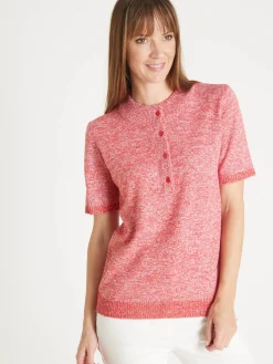 Pull col tunisien en maille chinée