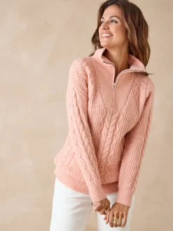 Pull en maille fantaisie col zippé