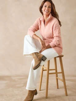 Pull en maille fantaisie col zippé