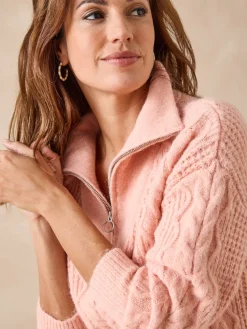 Pull en maille fantaisie col zippé