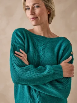 Pull encolure bateau en jersey envers