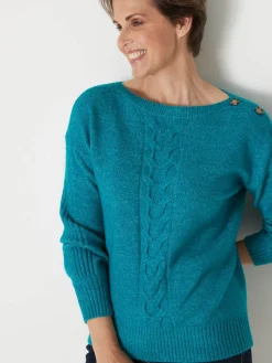 Pull encolure bateau en jersey envers