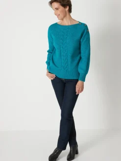 Pull encolure bateau en jersey envers