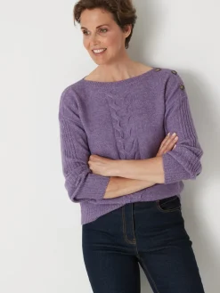 Pull encolure bateau en jersey envers