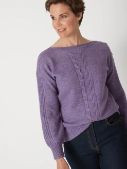 Pull encolure bateau en jersey envers