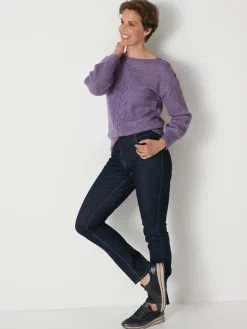 Pull encolure bateau en jersey envers